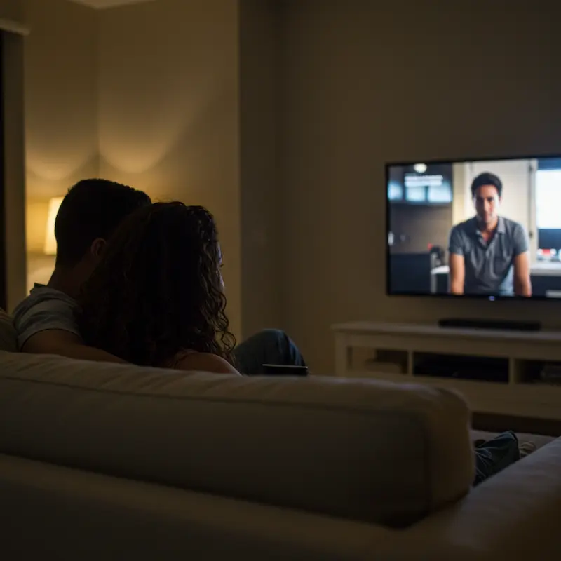 Casal assistindo IPTV da FOCO